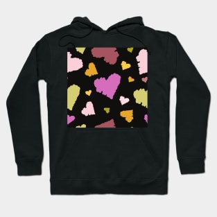 Violet and gold hearts on black background Hoodie